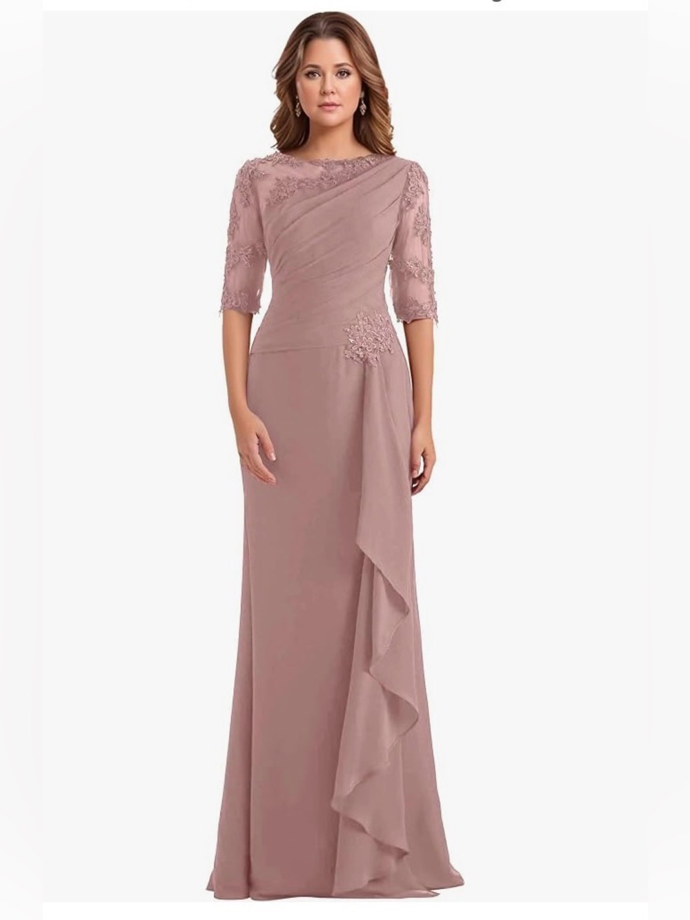 Elegant Lace-Accent Evening Gown